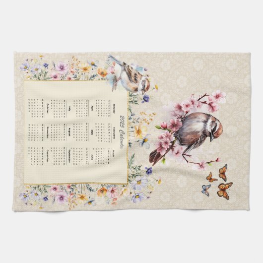 2025 Kalender Handtuchtrockner mit Wildblumen Geschirrtuch (Horizontal)