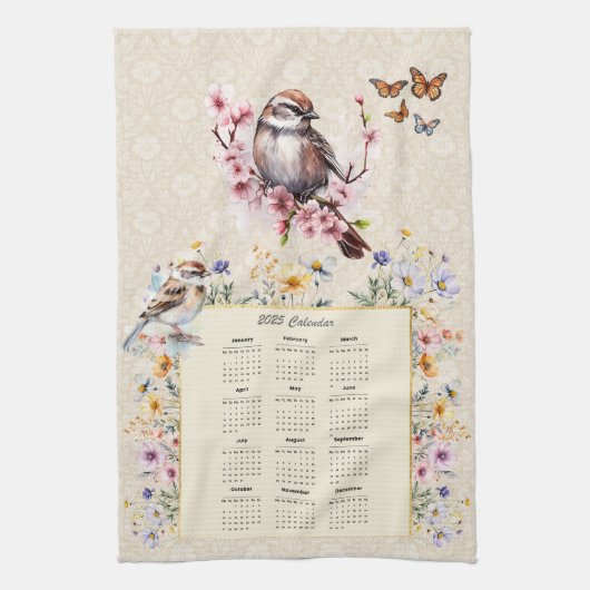 2025 Kalender Handtuchtrockner mit Wildblumen Geschirrtuch (Vertikal)