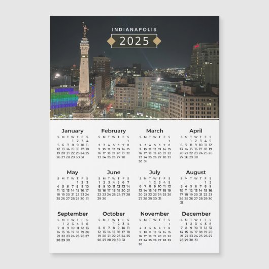 2025 Kalender Indianapolis Monument Magnetkarte (Vorderseite)