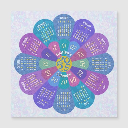 2025 Kalender Lila Blume, benutzerdefiniertes Magn Magnetkarte (Vorderseite)