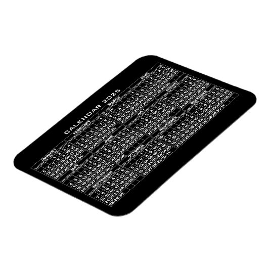2025 Kalender Magnet Schwarz (Linke Seite)