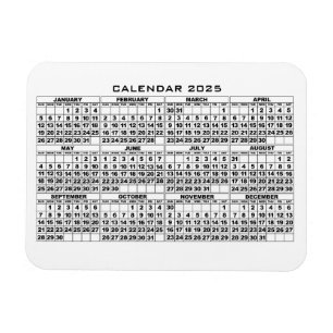 2025 Kalender Magnet Weiß