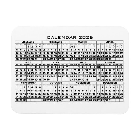 2025 Kalender Magnet Weiß (Horizontal)