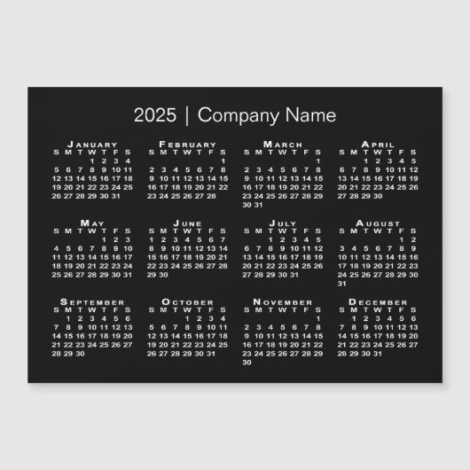 2025 Kalender mit Firmenname Black Magnet (Vorderseite)