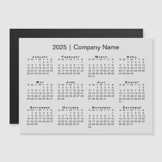 2025 Kalender mit Firmenname Gray Magnet (Vorne/Hinten)