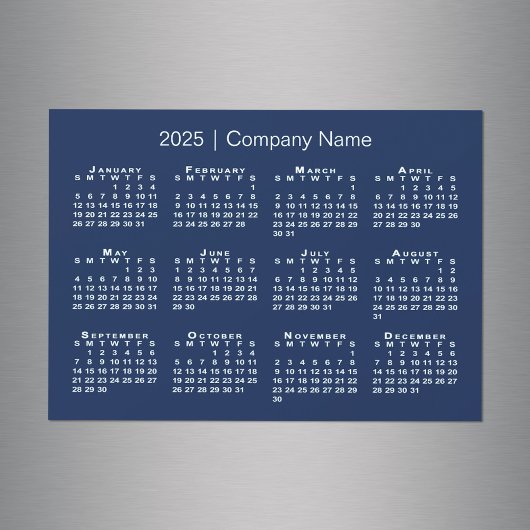 2025 Kalender mit Firmenname Navy Blue Magnet