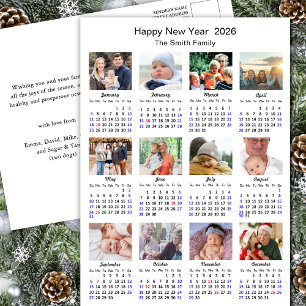 2025 Kalender Modern Family Foto Collage Einfach Feiertagspostkarte
