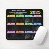 2025 Kalender Moderne Schwarze US-Ferien Unternehm Mousepad (Mit Mouse)