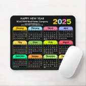 2025 Kalender Moderne Schwarze US-Ferien Unternehm Mousepad (Mit Mouse)