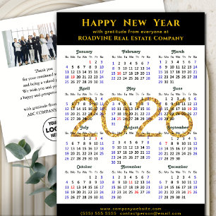 2025 Kalender Modernes Black Gold Business Foto Feiertagspostkarte