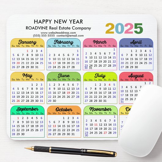 2025 Kalender Modernes US-Urlaubsgeschäft Mousepad