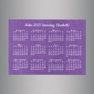 2025 Kalender Motivation Individuelle Name Lila Ma Magnetkarte