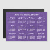 2025 Kalender Motivation Individuelle Name Lila Ma Magnetkarte (Vorne/Hinten)