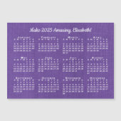 2025 Kalender Motivation Individuelle Name Lila Ma Magnetkarte (Vorderseite)