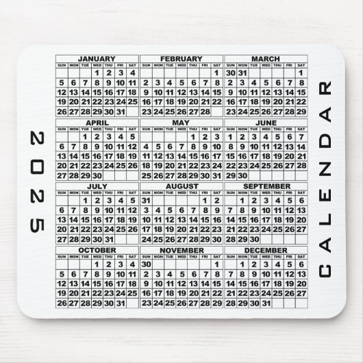 2025 Kalender Mousepad White (Vorne)