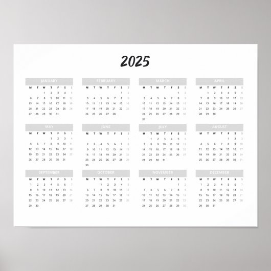 2025 Kalender nach Monat Zuhause School Office Wal Poster (Vorne)