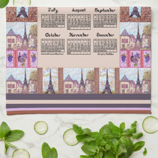 2025 Kalender Paris Eiffelturm Pointillism Art Geschirrtuch (Gefaltet)