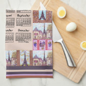 2025 Kalender Paris Eiffelturm Pointillism Art Geschirrtuch (Viertel Falte)