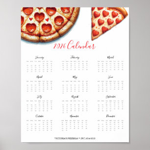 2025 Kalender Pizza Lover oder Kleinunternehmen Pr Poster