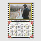 2025 Kalender Preppy Floral Stripes | Benutzerdefi Magneteinladung (Vorderseite)