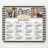 2025 Kalender Preppy Stripes Custom Foto Collage Mousepad (Vorne)