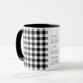 2025 Kalender Schwarz-weiß Gingham Karierte Vorlag Tasse (Vorderseite Links)