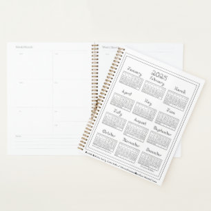 2025 Kalender Silber Grau Stoff Schriftart Planer
