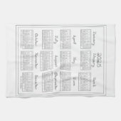 2025 Kalender Silver Gray Stoff Schriftart Nähen T Geschirrtuch (Horizontal)