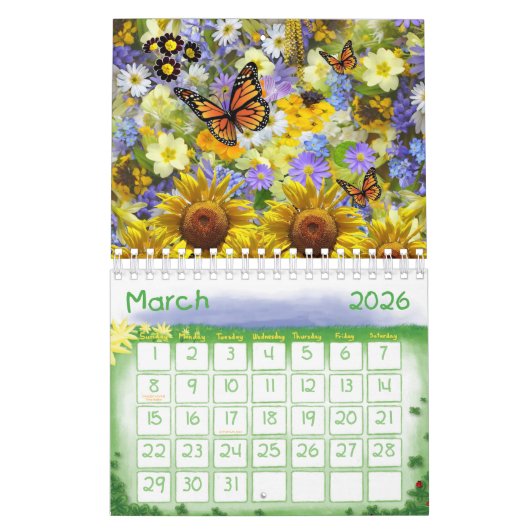 2025 Kalender Sonnenblume Schmetterling (Mär 2026)