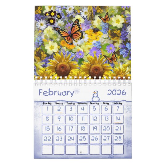 2025 Kalender Sonnenblume Schmetterling (Feb 2026)