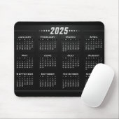 2025 Kalender Stilvolle Schwarz-weiße Großschrift Mousepad (Mit Mouse)