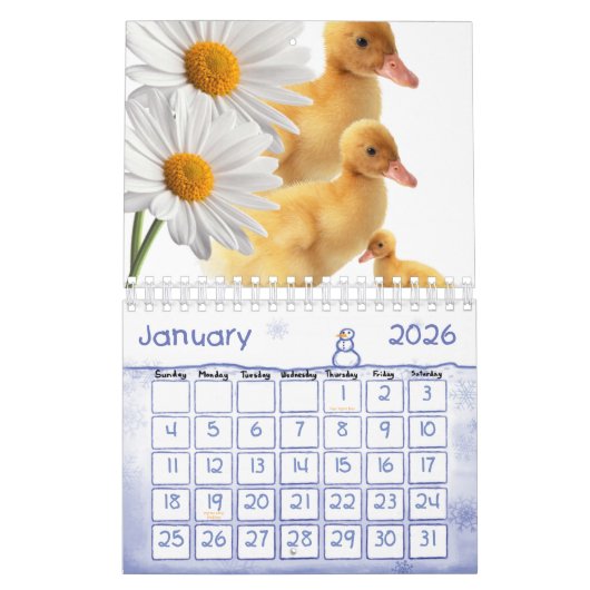 2025 Kalenderenten Enten Daisy Floral Kalender (Jan 2026)