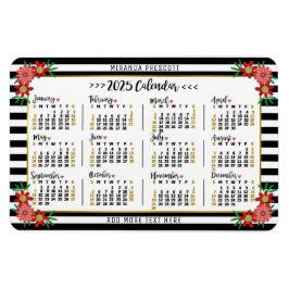 2025 Kalenderjahr Monatliche Blumenstreifen Vorber Magnet