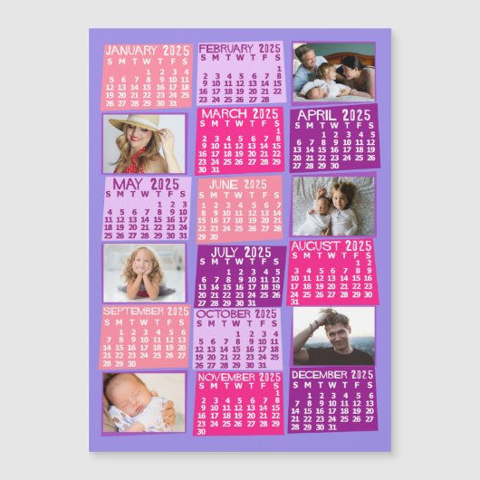 2025 Kalenderjahr Niedlich Mod Foto Collage Magnet (Vorderseite)