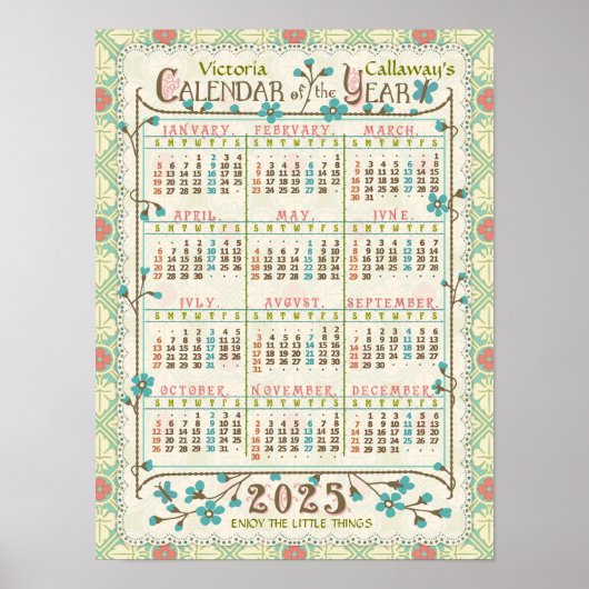 2025 Kalenderjahr Viktorianisch Jugendstil | Custo Poster (Vorne)