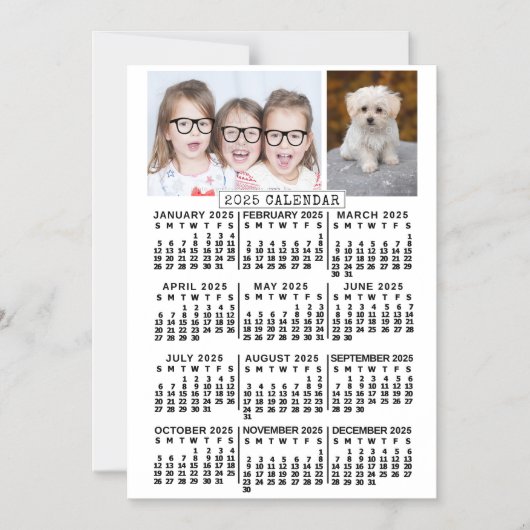 2025 Kalenderjahr Weiße 2 Fotos Vorlage Magneteinladung (Vorderseite)