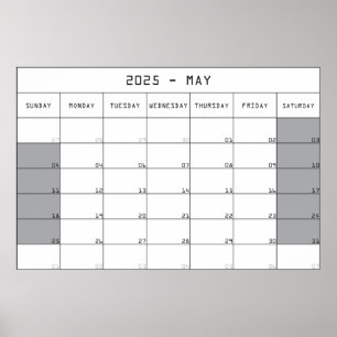 2025 kann planer Kalender große Notizen Raum Poster
