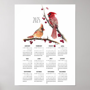 2025 Kardinal-Paar Winterposter-Kalender Poster
