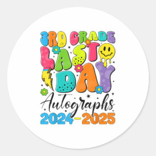 2025 Letzter Tag der Schule Autograph 3. Klasse Gr Runder Aufkleber