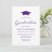 2025 Lila Cap Modern Graduation Party Einladung (Stehend Vorderseite)