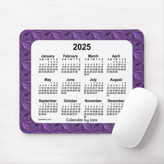 2025 Lila Diamonds Calendar von Janz Mouse Pad Mousepad (Mit Mouse)