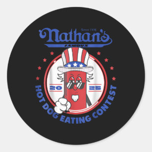 2025 Lustiger Nathans Famous 2025 Hot-Dog-Ess-Wett Runder Aufkleber