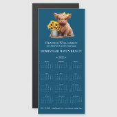 2025 Magnetic Highland Cow Business Calendar/Blue Magnetkarte (Vorne/Hinten)