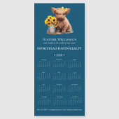 2025 Magnetic Highland Cow Business Calendar/Blue Magnetkarte (Vorderseite)