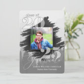 2025 Masculine Graustufen 2 Foto Abschluss Einladung (Stehend Vorderseite)