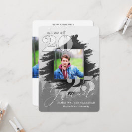 2025 Masculine Graustufen 2 Foto Abschluss Einladung