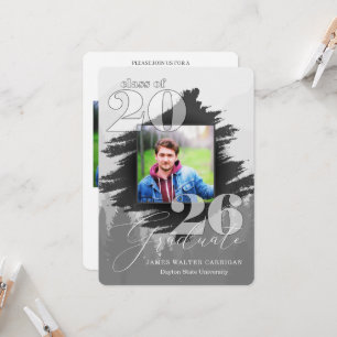 2025 Masculine Graustufen 2 Foto Abschluss Einladung