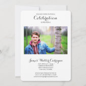 2025 Masculine Graustufen 2 Foto Abschluss Einladung (Rückseite)