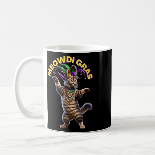 2025 Matching Mens Womans Funny Meowdi Gras Cat Ma Kaffeetasse (Links)