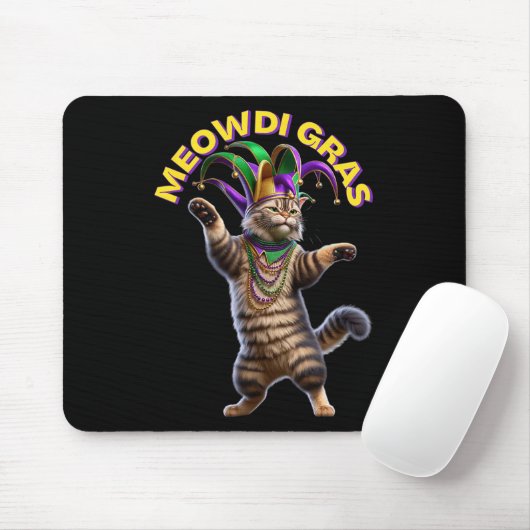 2025 Matching Mens Womans Funny Meowdi Gras Cat Ma Mousepad (Mit Mouse)